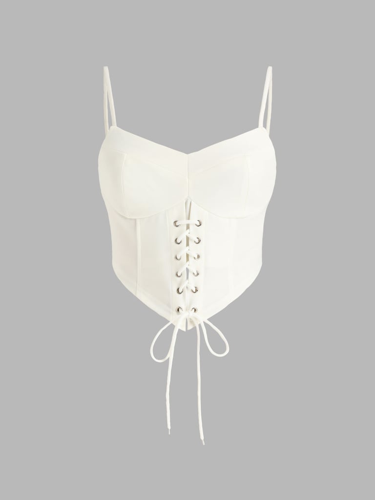 Cider Solid Lace Up Corset Top