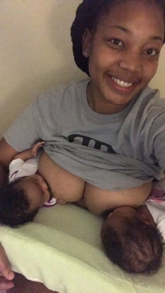 This mom's selfie is proof that moms can do double duty.