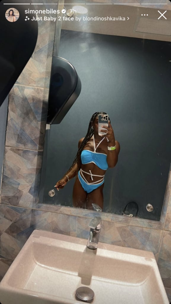 Simone Biles Blue Halter Bikini