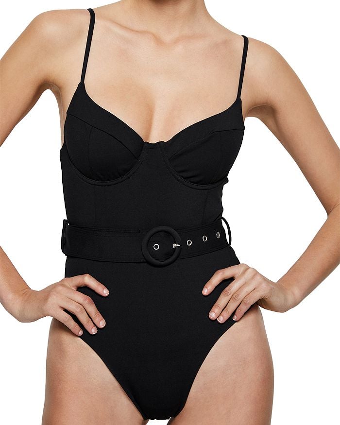 Jonathan Simkhai Noa Belted Underwire One Piece Swimsuit