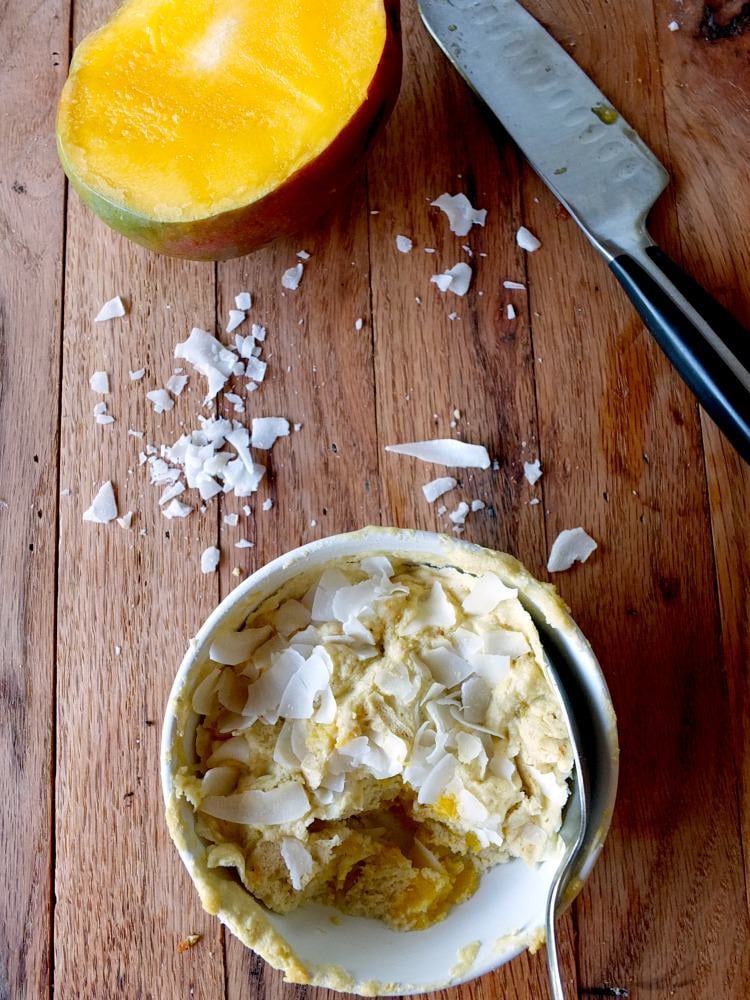 Coconut Mango Mug Cake