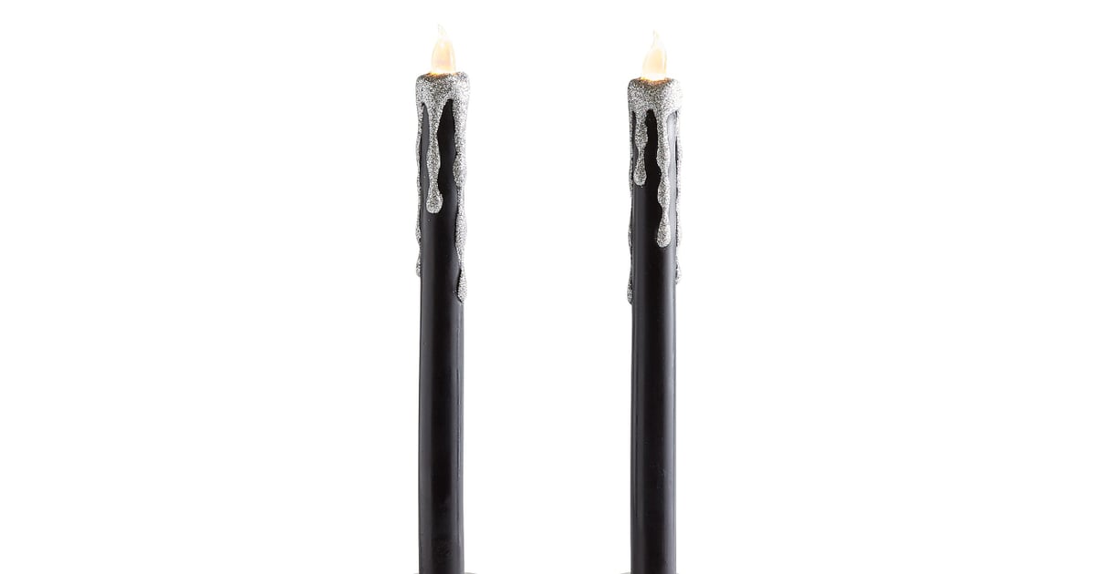 Black and Silver LED Taper Candles Set of Two Best Pier 1 Halloween Decor 2019 POPSUGAR Home