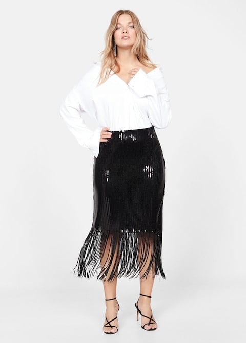 Mango Fringed Sequin Skirt