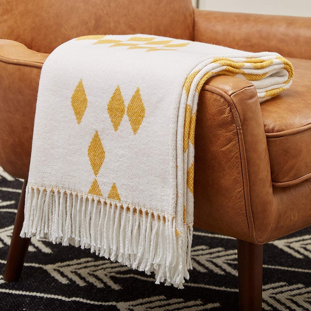 Rivet Colorful Geometric Diamond Jacquard Reversible Throw Blanket