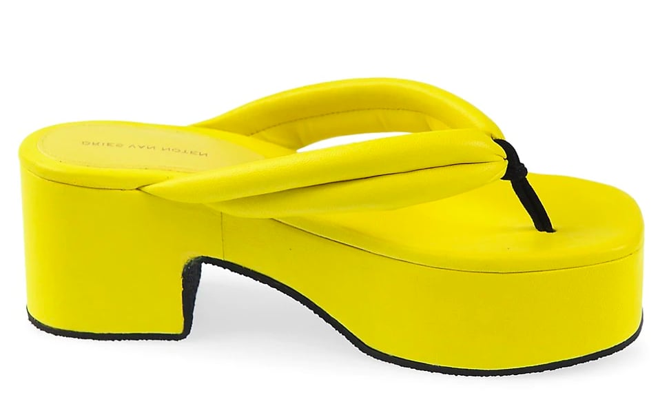 Dries Van Noten Leather Platform Thong Sandals