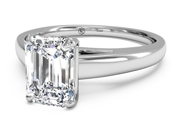 Ritani Emerald Cut Solitaire Diamond Cathedral Engagement Ring