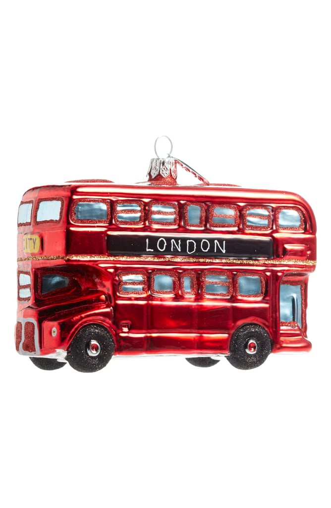London Bus Glass Ornament