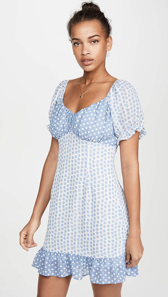 MOON RIVER V-Neck Short Puff-Sleeve Mini Babydoll Dress