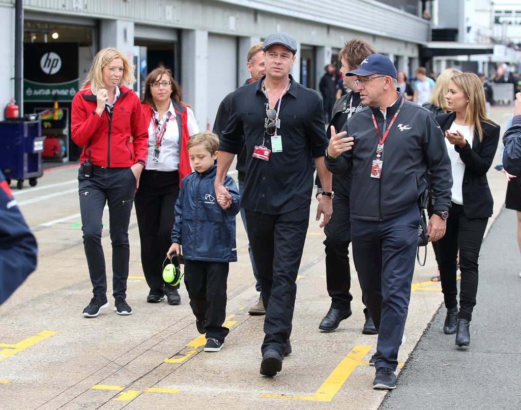 Brad Pitt and Knox at British Grand Prix 2015 Pictures