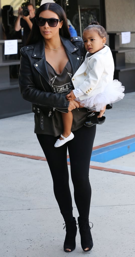 North West Wearing Balmain Blazer and White Tutu