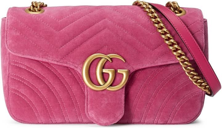 Gucci GG Marmont Chevron Velvet Shoulder Bag