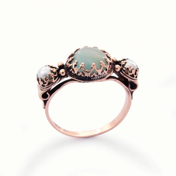 Victorian Gold Ring with Aquamarine and Pearls