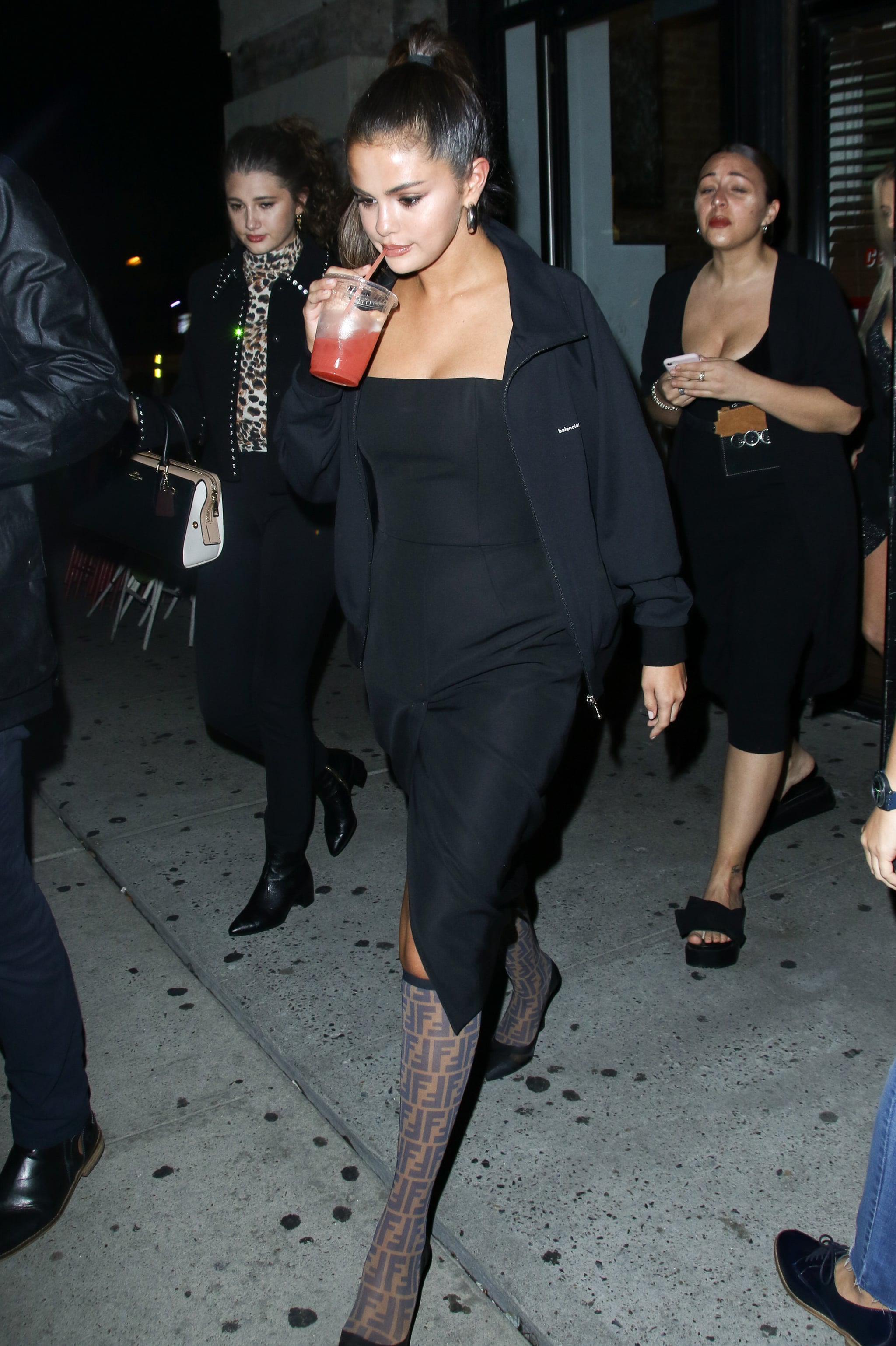 Selena Gomez Black Dress and Fendi POPSUGAR Fashion