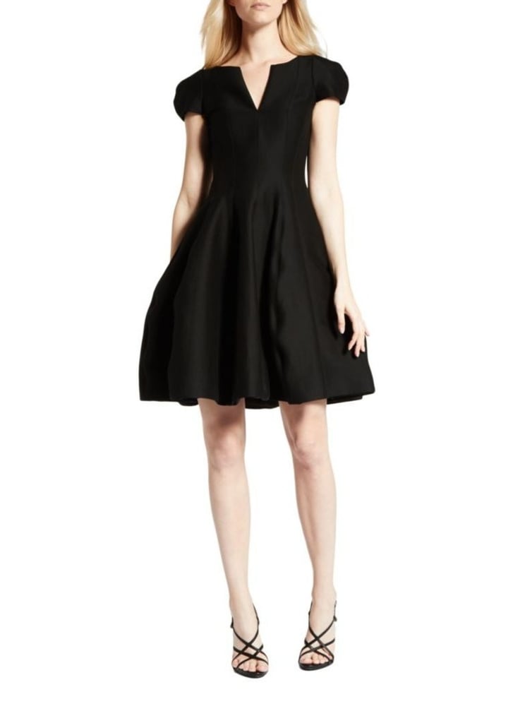 Halston Heritage Cap Sleeve Sateen Dress