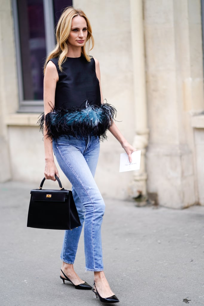 Wear Them With a Feather-Trimmed Top