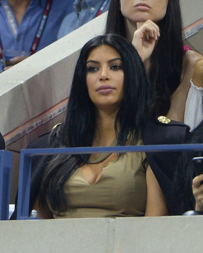 Kim kept her coat on as she supported Serena at the US Open. Just days before, Kim shared a photo of herself and Serena sipping tea.