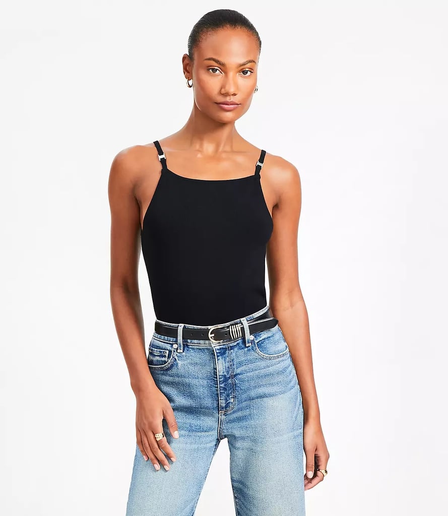 Loft Ribbed Square Neck Sweater Tank Top
