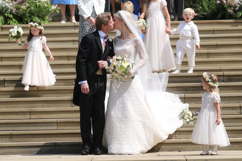 Lady Gabriella Windsor Wearing a Custom Luisa Beccaria Wedding Dress at Windsor Castle