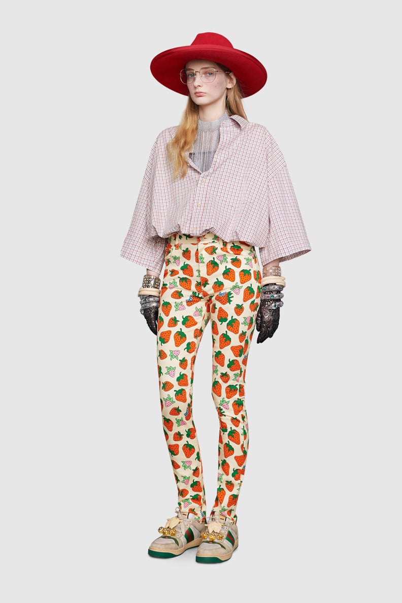 Gucci Skinny Pant With Gucci Strawberry Print