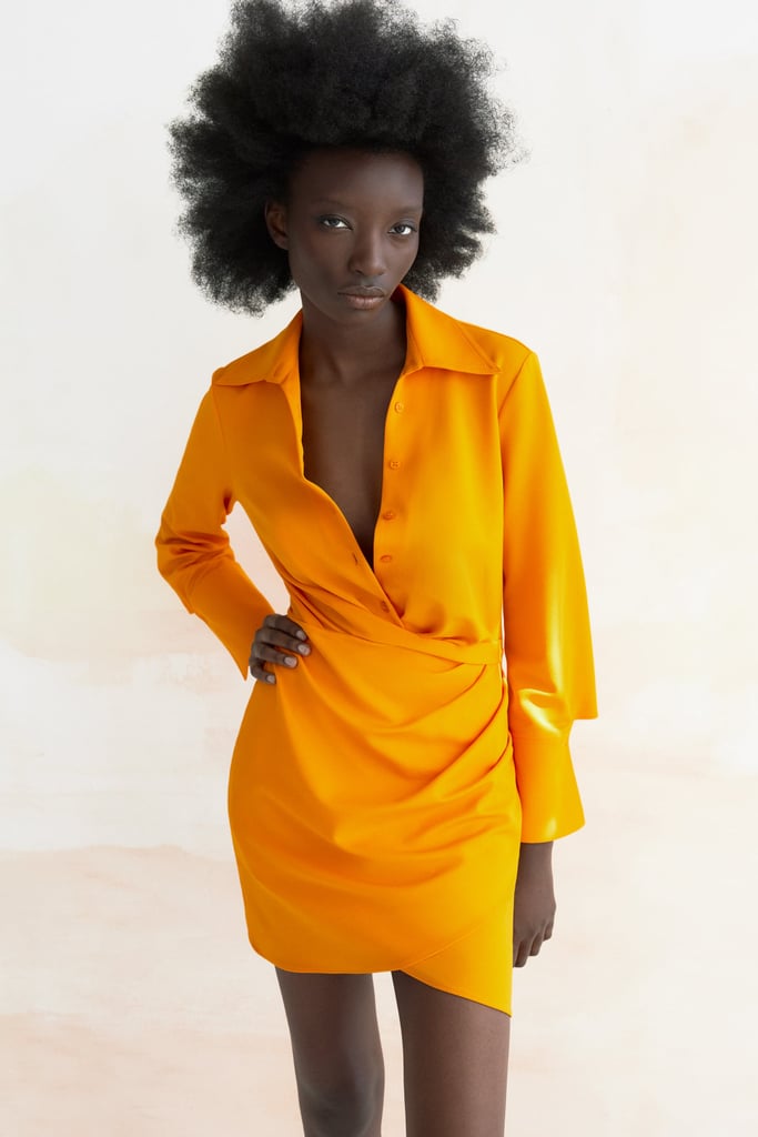 Pop of Orange: Zara Short Dress With Ruching