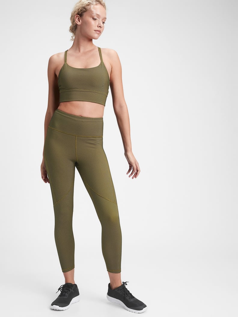 Bronze Green Yoga Bra and Olive Green Leggings Set