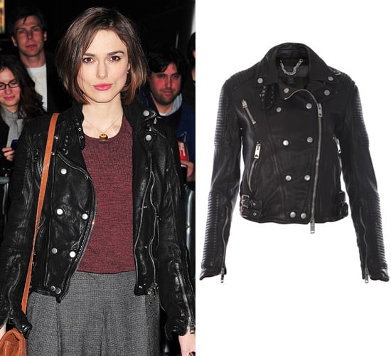 Keira Knightley in a Double Breasted Biker Jacket by Burberry