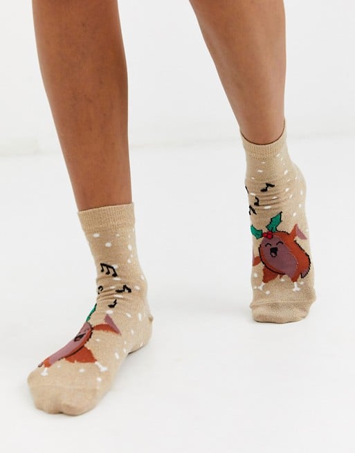 ASOS Design Holidays Dancing Turkey Glitter Ankle Socks