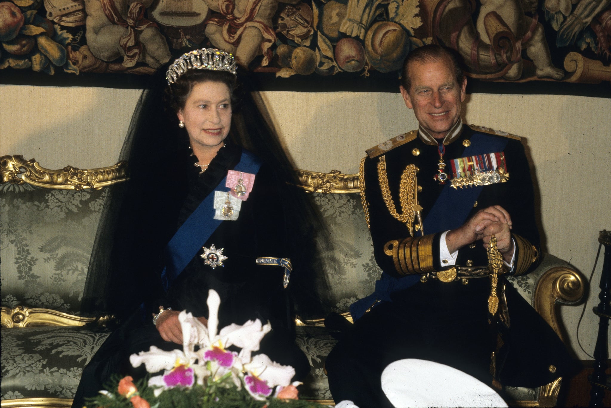 Queen Elizabeth II and Prince Philip prepare to meet Pope John Paul II in 1980