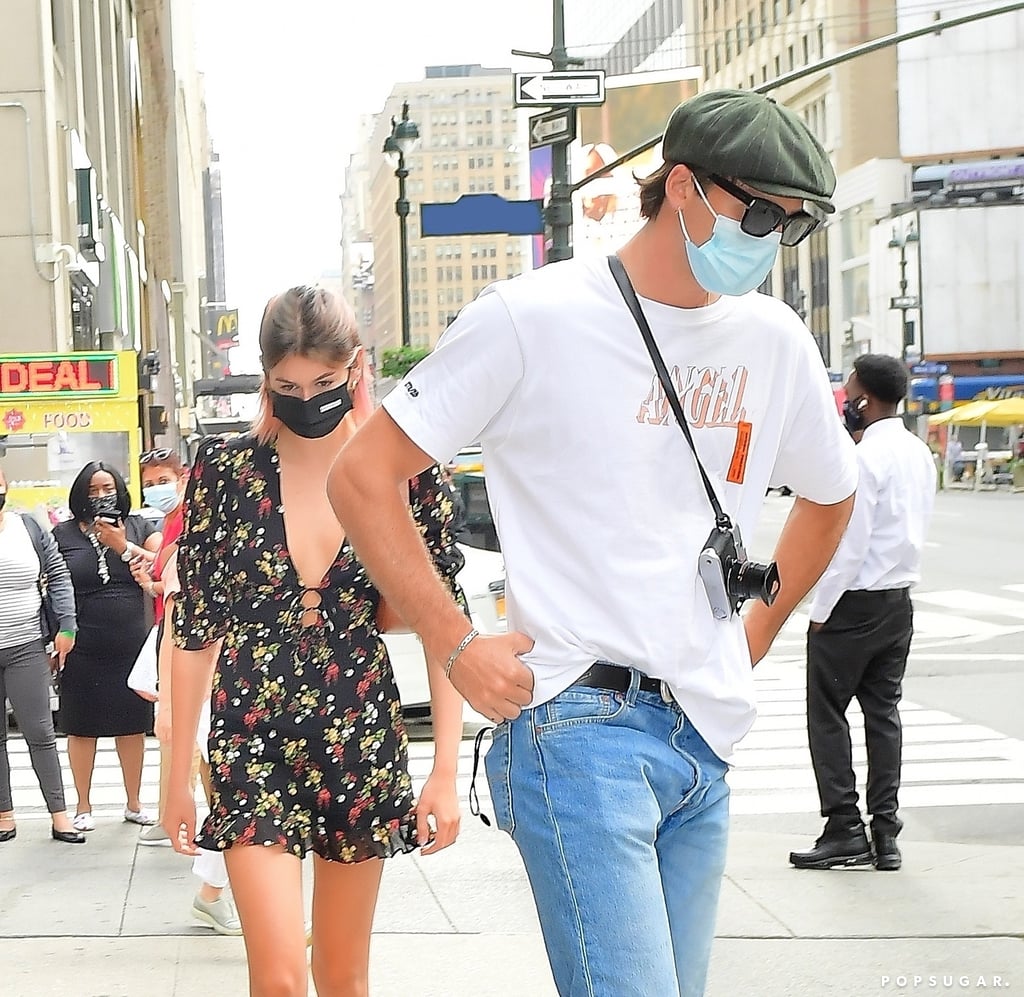 Kaia Gerber Wearing Black Floral Dress With Jacob Elordi