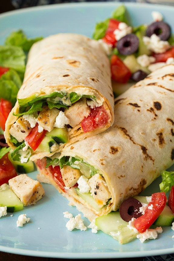 Greek Grilled Chicken and Hummus Wrap