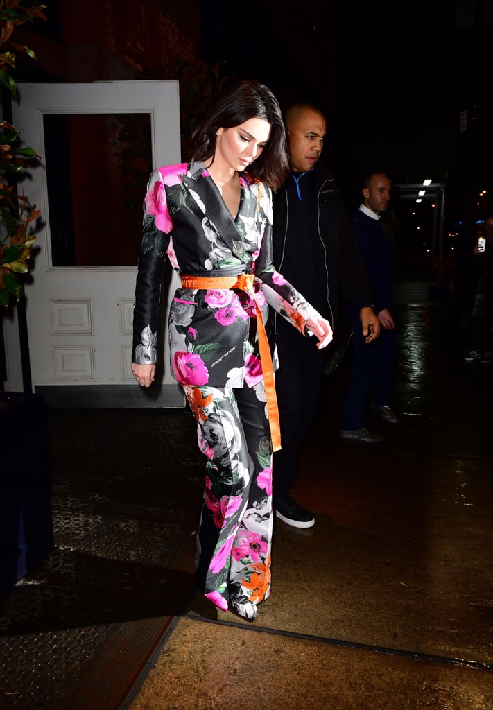 In February, Kendall wore a statement floral suit from Off White's Spring Summer 2018 collection.