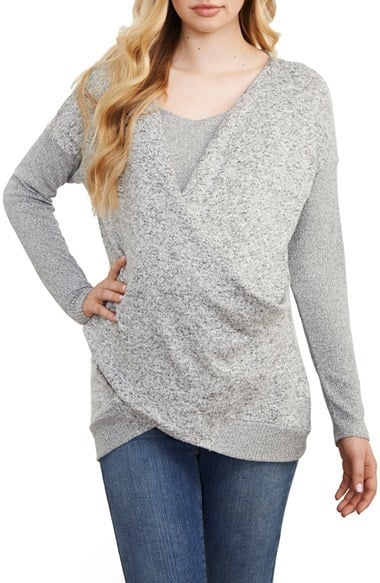 Maternal America Faux Wrap Maternity and Nursing Sweater