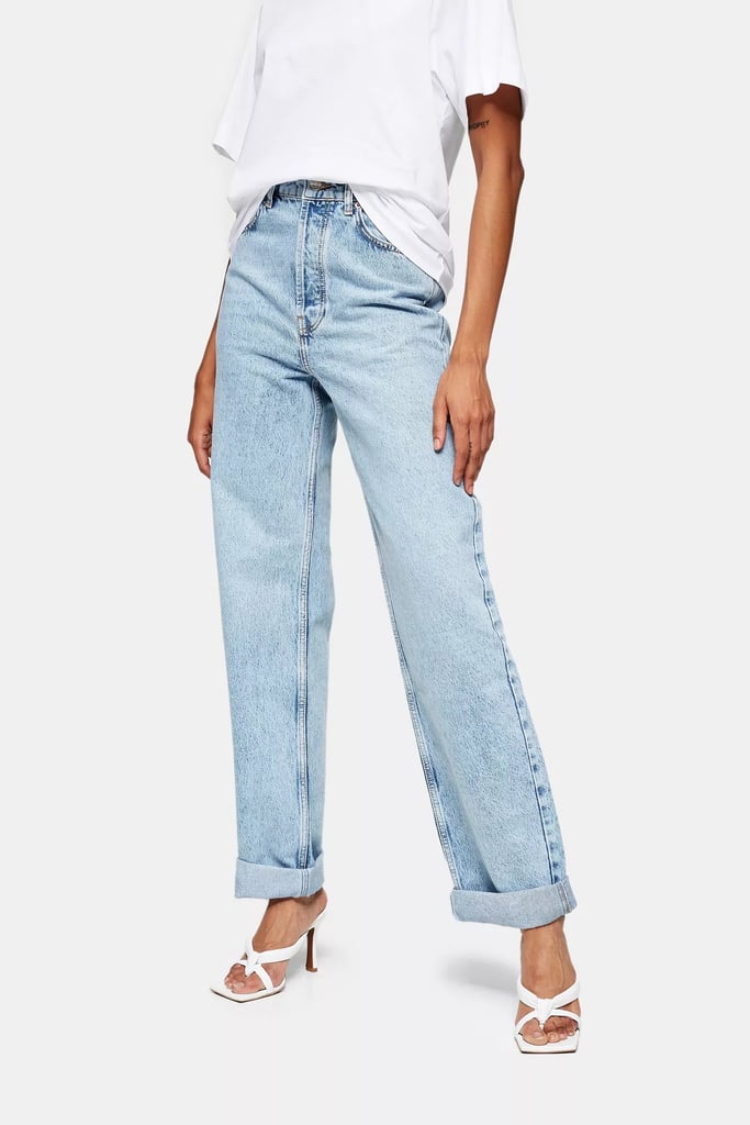 Topshop Bleach Stone Oversized Tapered Jeans