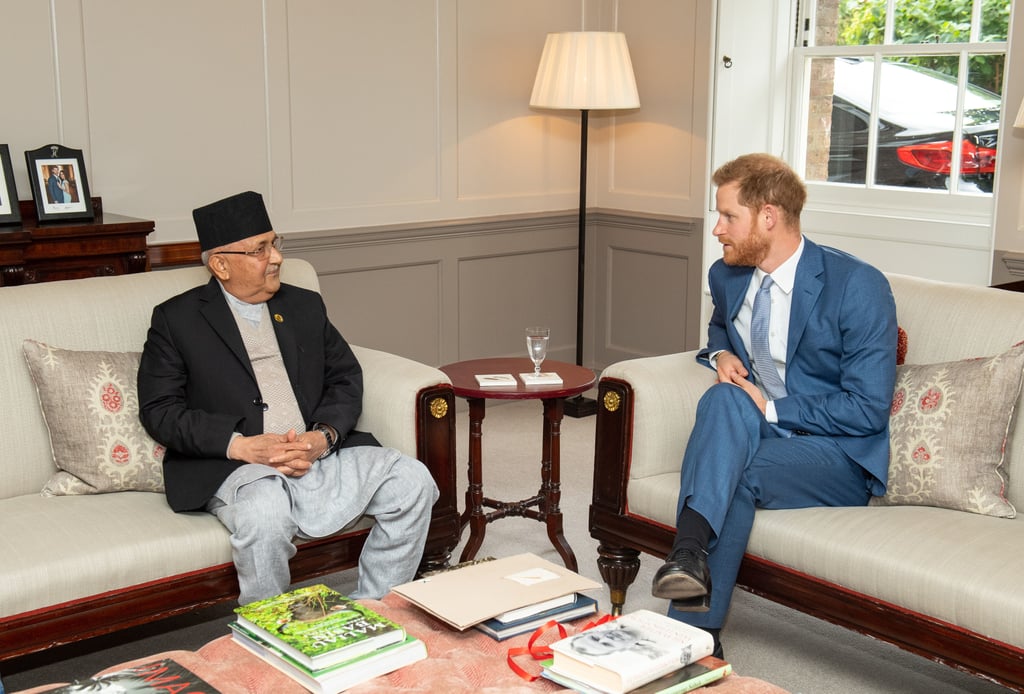 Prince Harry Visits With Prime Minister of Nepal June 2019