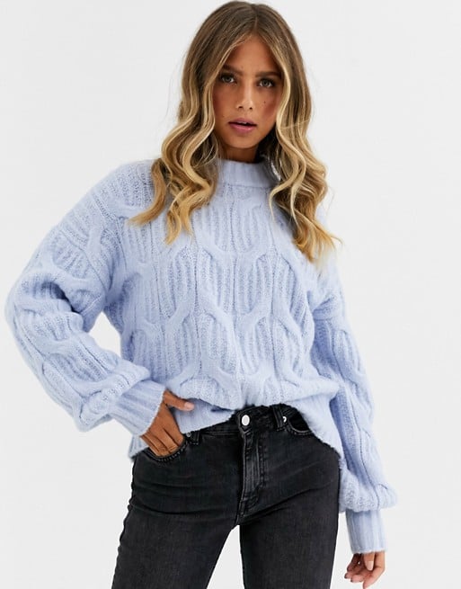 Urban Bliss Balloon-Sleeve Cable Knit Sweater