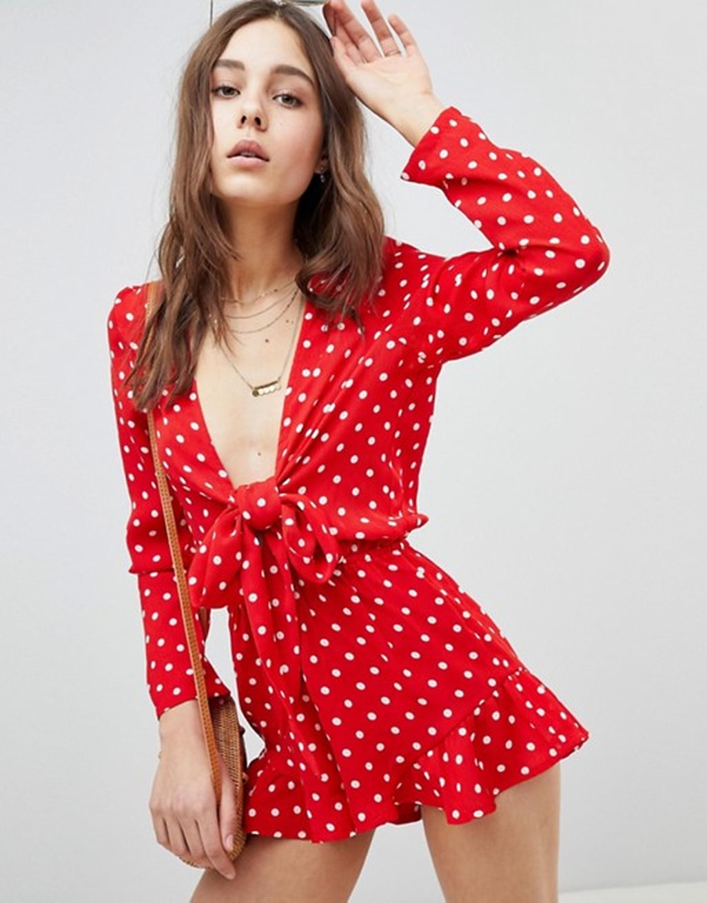 Olivia Munn's Red Polka-Dot Romper | POPSUGAR Fashion