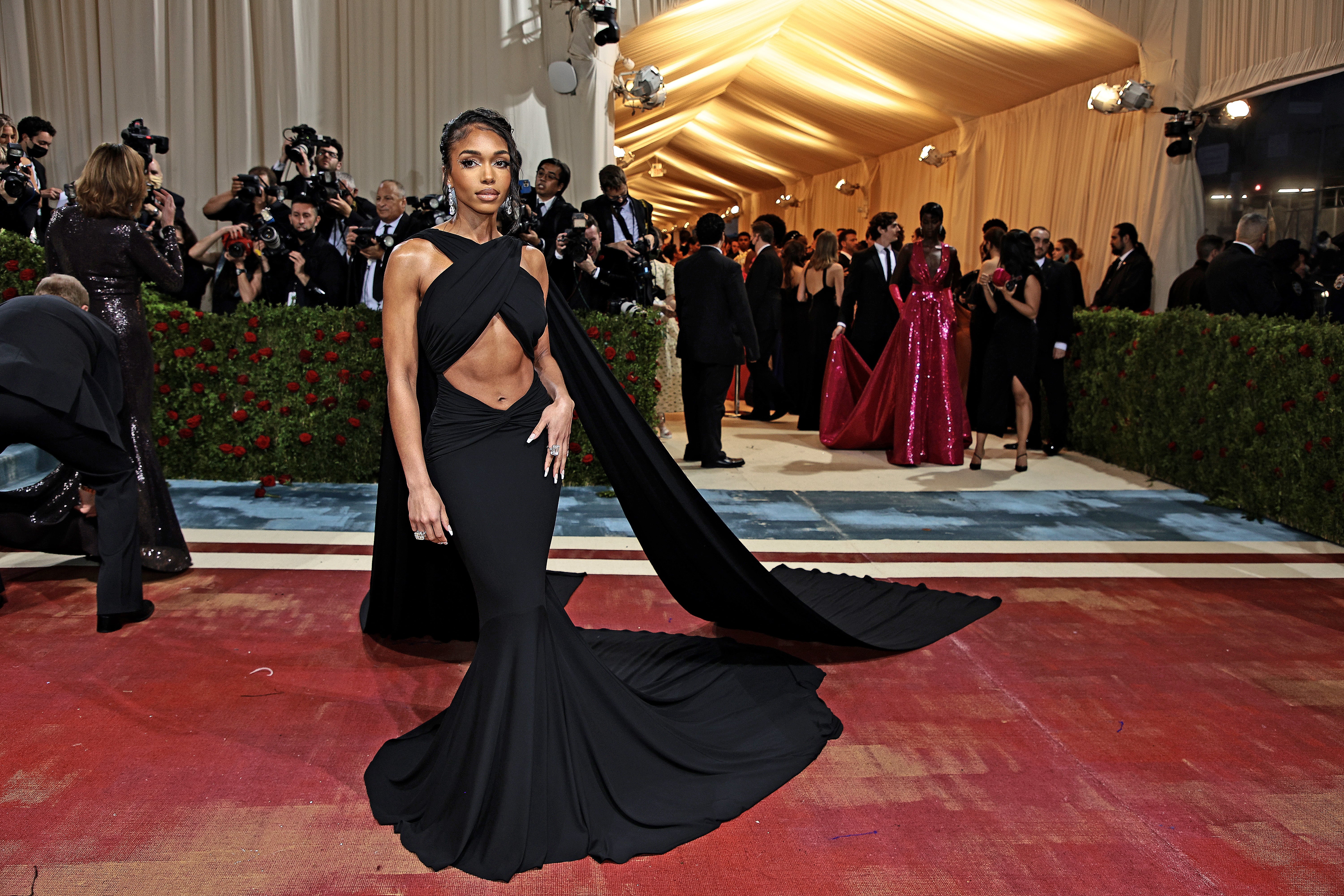 met gala 2022 black dresses Zapakasa Women Mermaid Black Beaded Prom Dress with Ruffles Spaghetti  Straps Formal Dress main image 1