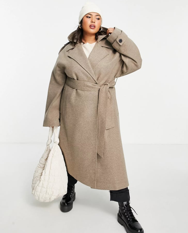 Fur Trim Hooded Overcoat, Versatile Belted Patched Pockets Winter Outwear,  Women's Clothing
