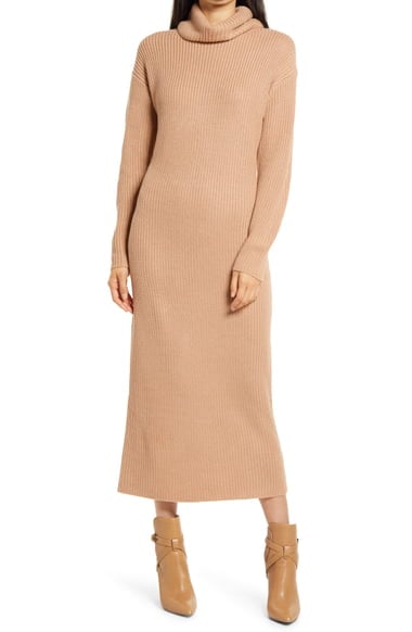 Charles Henry Long Sleeve Turtleneck Sweater Dress