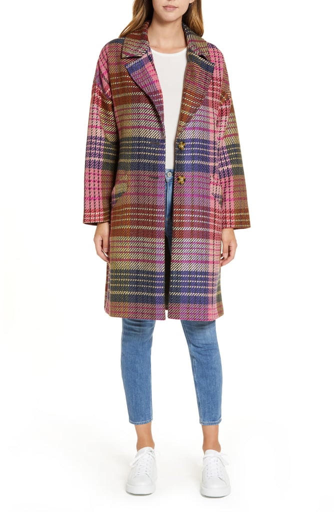 Halogen Plaid Tweed Coat