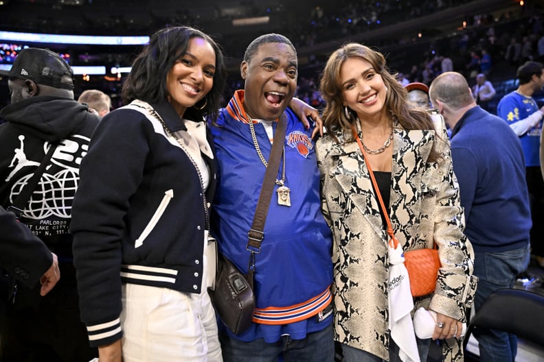 Jessica Alba, Lizzy Mathis, and Tracy Morgan at the Knicks vs. Heat Game