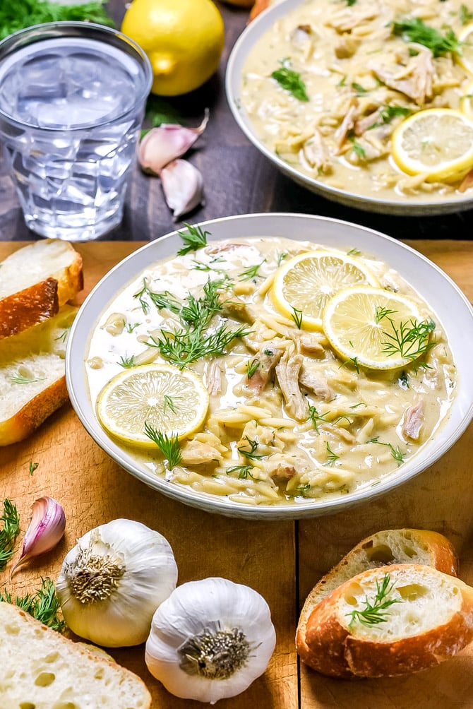 Lemon Garlic Chicken Orzo Soup