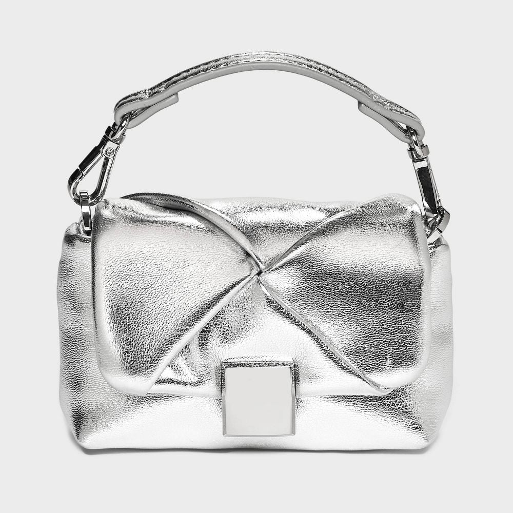 Silver store satchel handbag