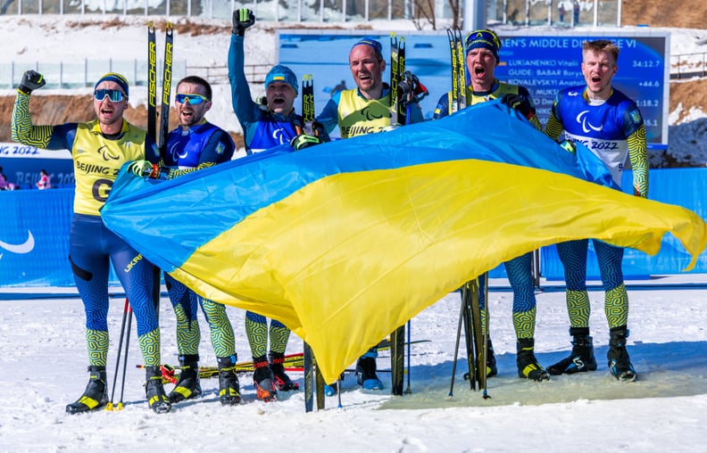 Medalists of the Beijing Paralympics Men's Biathlon Visually Impaired Middle Distance Race