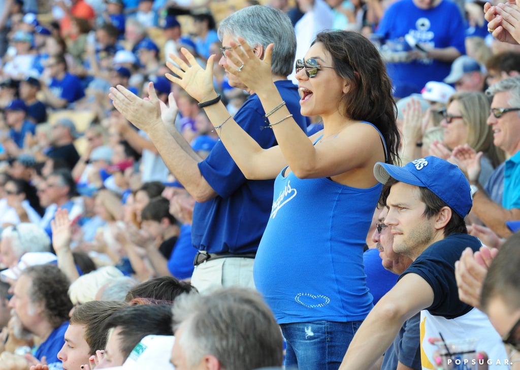 Mila Kunis and Ashton Kutcher LA Dodgers Game PDA Pictures