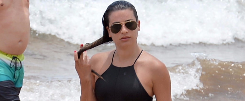 Lea Michele Black Cutout Swimsuit