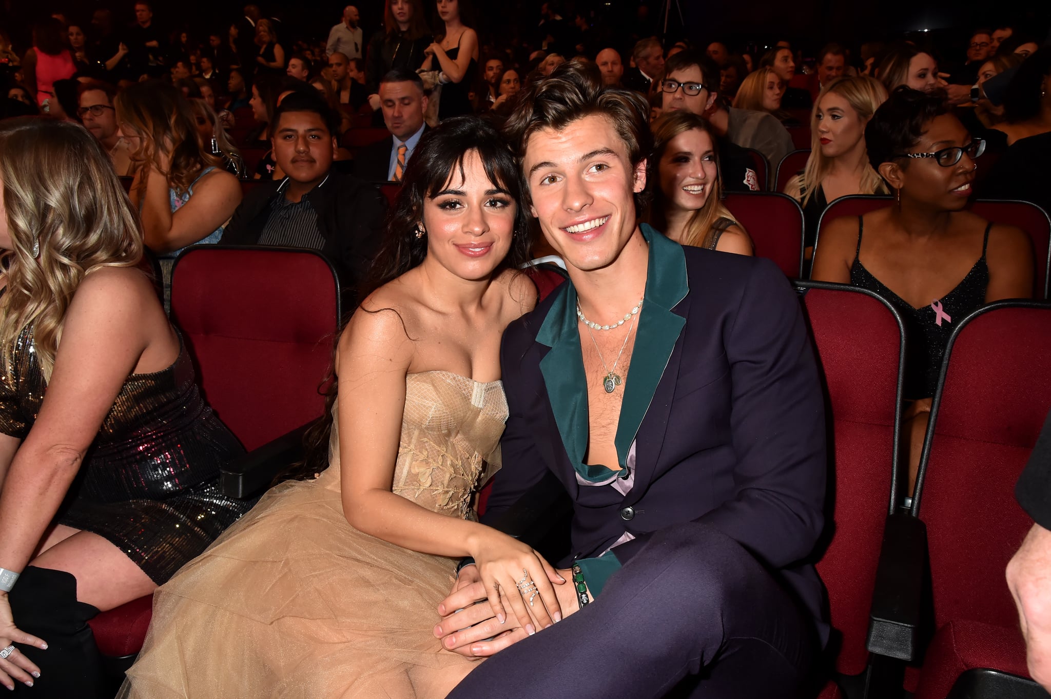 LOS ANGELES, CALIFORNIA - NOVEMBER 24: (L-R) Camila Cabello and Shawn Mendes attend the 2019 American Music Awards at Microsoft Theatre on November 24, 2019 in Los Angeles, California. (Photo by Jeff Kravitz/AMA2019/FilmMagic for dcp)