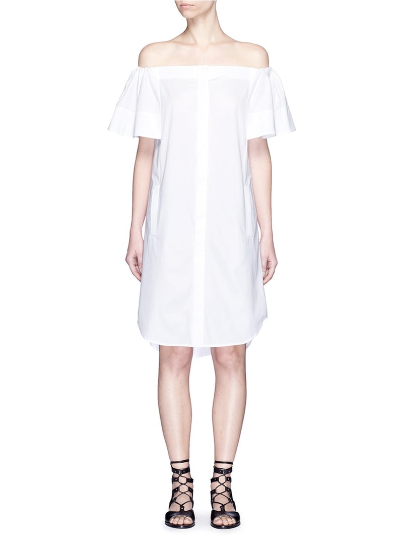 A Crisp White Shirt Dress to Play Up With Strappy Shoes