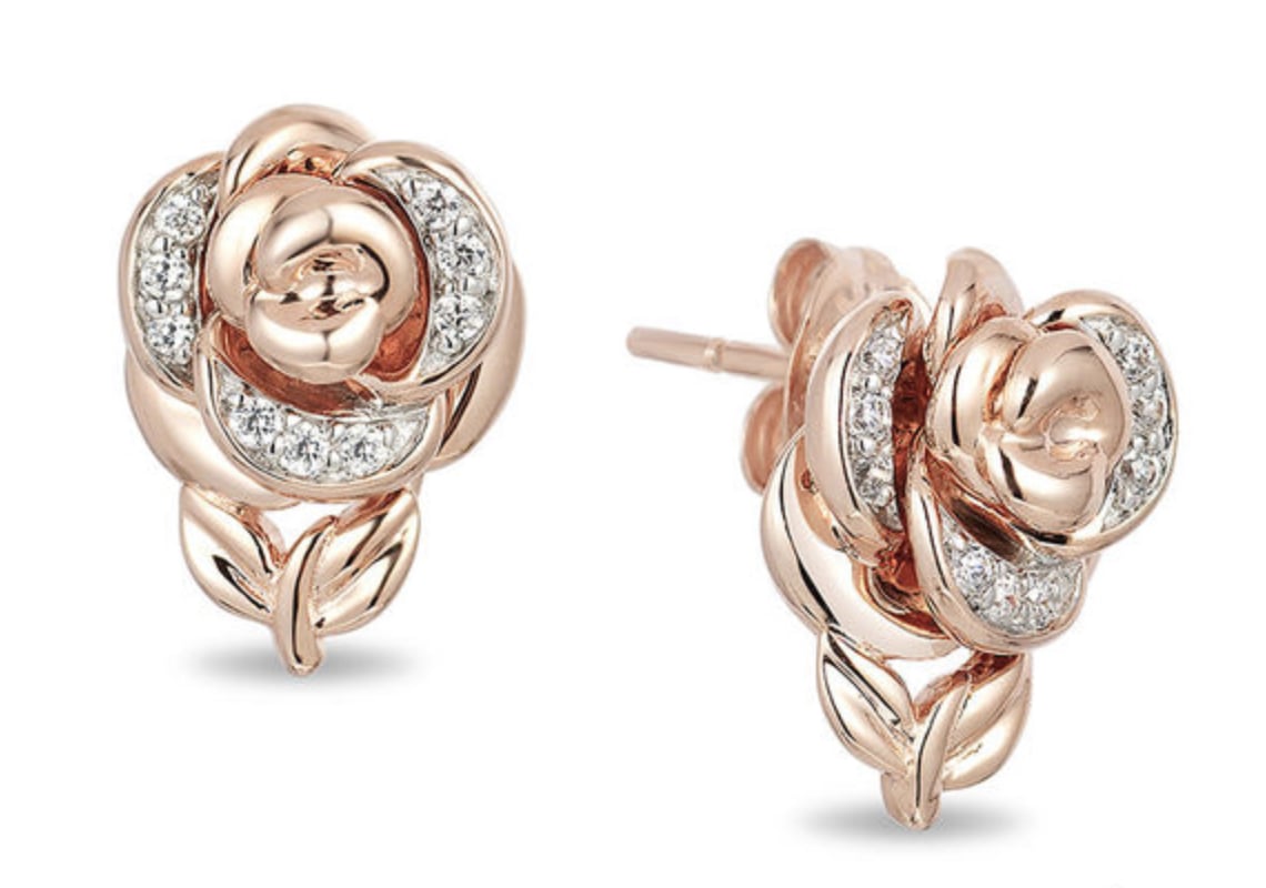 1/10 CT. T.W. Diamond Huggie Hoop Earrings in 10K Rose Gold | Zales
