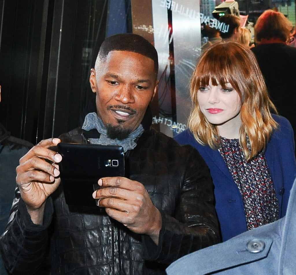 Jamie Foxx took a selfie with Emma Stone in NYC in April 2014.
